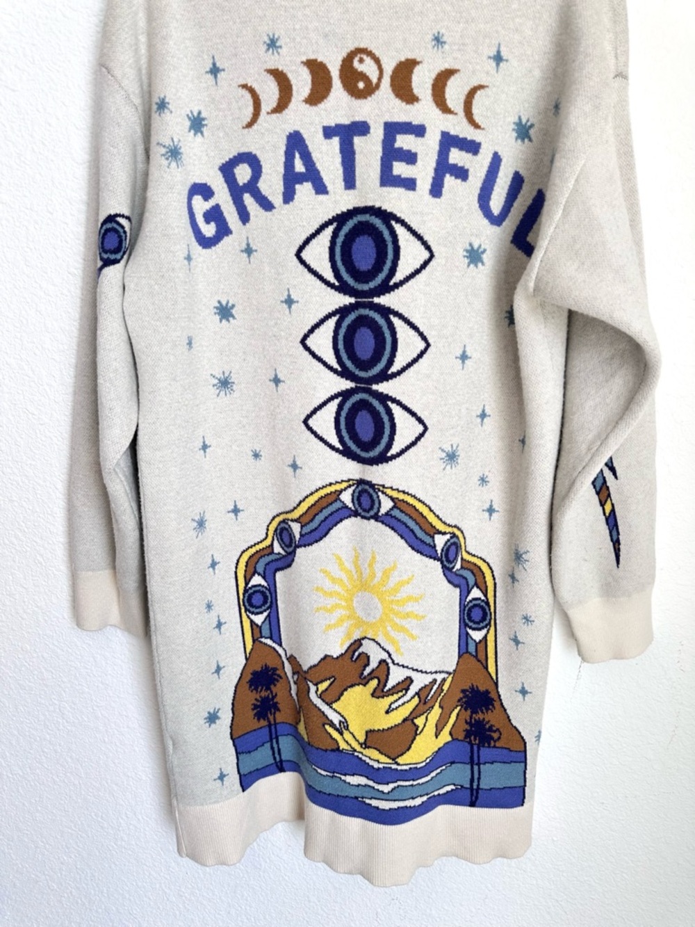 Anthropologie Spiritual Gangster Grateful Sky Estelle Long Cardigan Medium boho - Picture 9 of 15